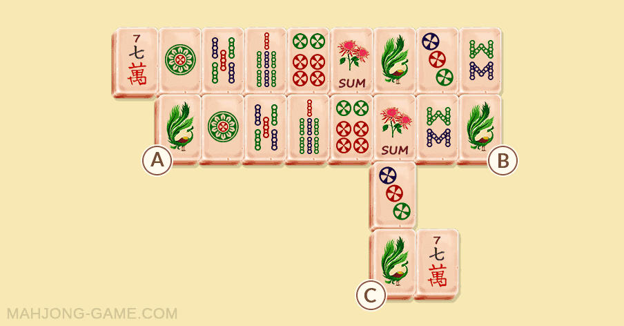 A Mahjong game with open triples in which the best choice is indicated by letters
